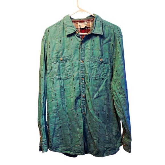 Carbon2Cobalt blue ptint flannel lined button down shirt size large tall - Picture 1 of 4